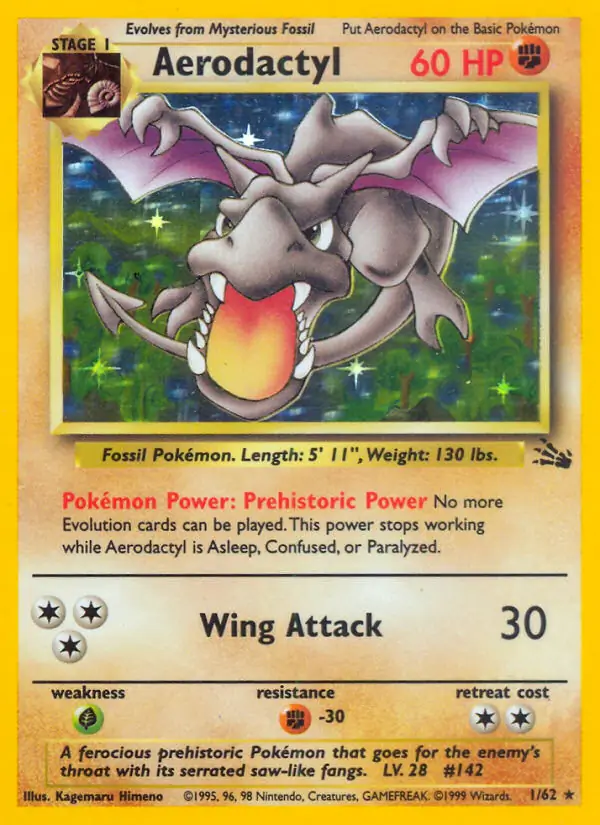 Aerodactyl Holo Pokemon card from Fossil