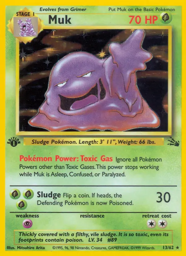 Muk Pokemon card from Fossil 1st Edition