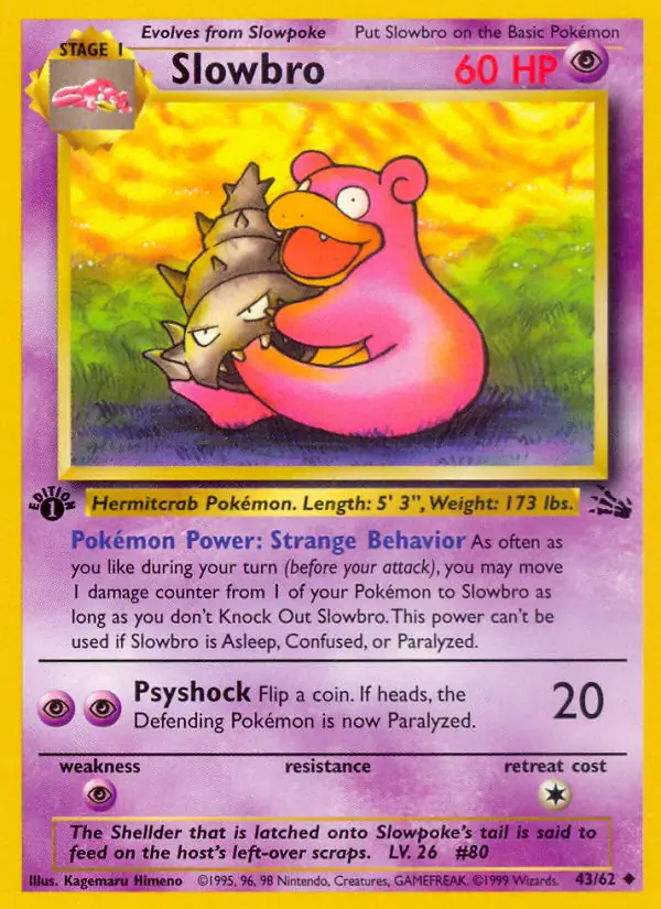 Slowbro Pokemon card from Fossil 1st Edition