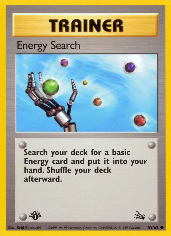 Energy Search Pokemon card from Fossil 1st Edition