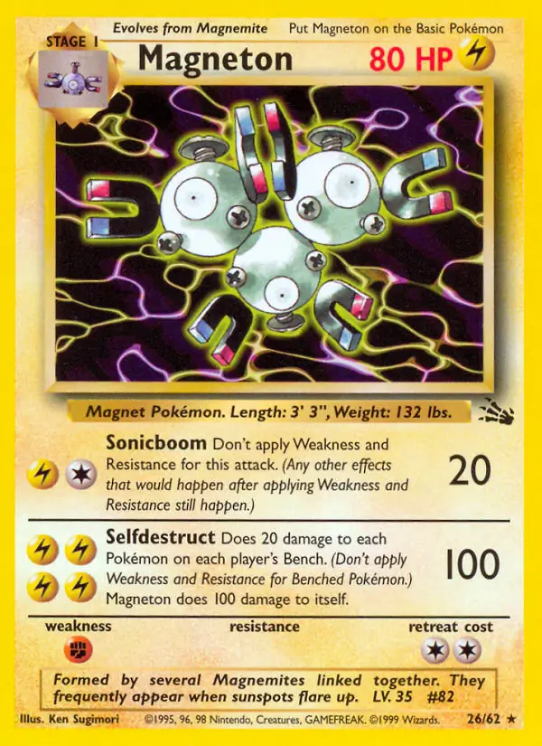 Magneton Pokemon card from Fossil
