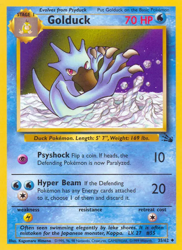 Golduck Pokemon card from Fossil
