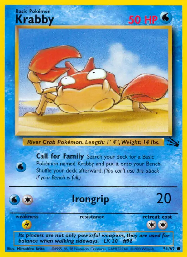 Krabby Pokemon card from Fossil