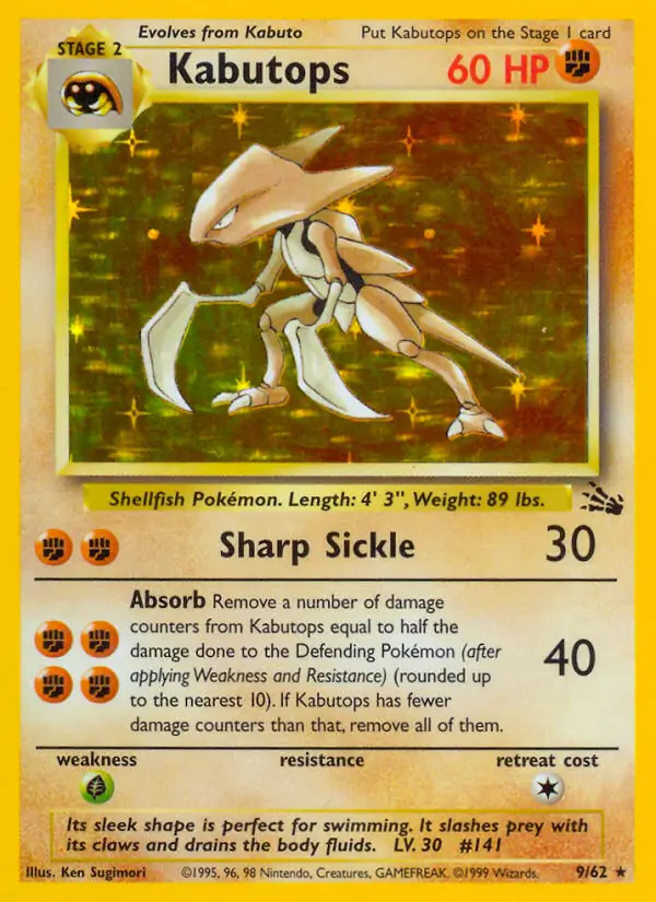 Kabutops Holo Pokemon card from Fossil