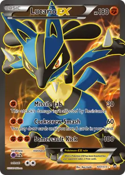 Full Art Lucario EX Pokemon card from Furious Fists