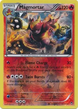 Magmortar Reverse Holo Pokemon card from Furious Fists