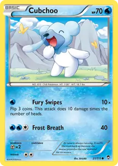 Cubchoo Pokemon card from Furious Fists