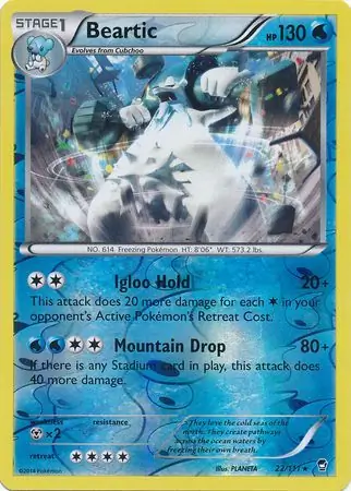 Beartic Reverse Holo Pokemon card from Furious Fists