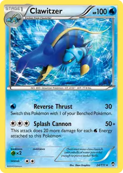 Clawitzer Pokemon card from Furious Fists