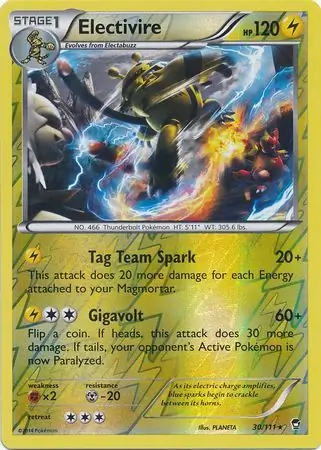 Electivire Reverse Holo Pokemon card from Furious Fists