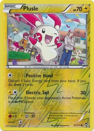 Plusle Reverse Holo Pokemon card from Furious Fists