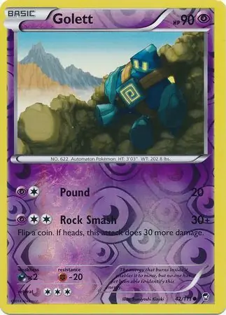 Golett Reverse Holo Pokemon card from Furious Fists
