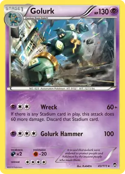 Golurk Pokemon card from Furious Fists