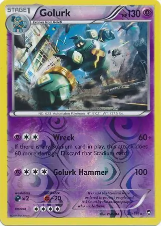 Golurk Reverse Holo Pokemon card from Furious Fists