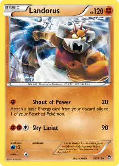 Landorus Pokemon card from Furious Fists
