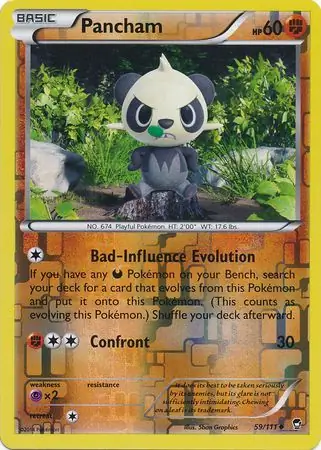 Pancham Reverse Holo Pokemon card from Furious Fists