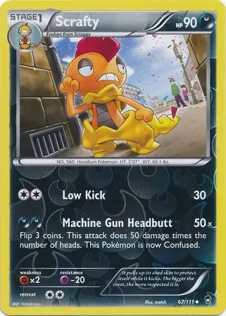 Scrafty Reverse Holo Pokemon card from Furious Fists