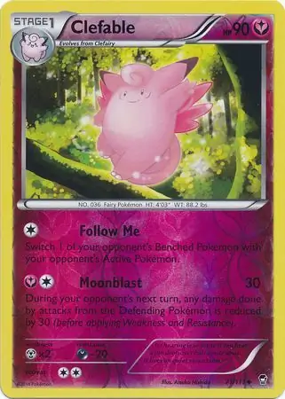 Clefable Reverse Holo Pokemon card from Furious Fists