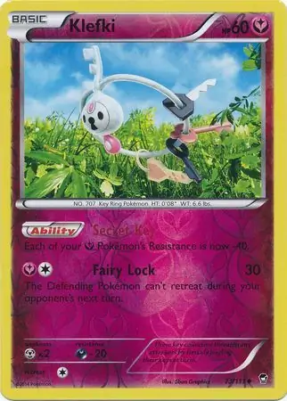 Klefki Reverse Holo Pokemon card from Furious Fists