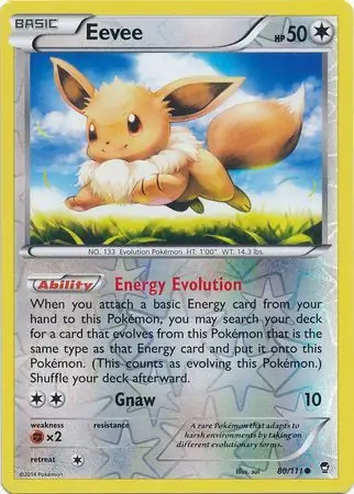 Eevee Reverse Holo Pokemon card from Furious Fists