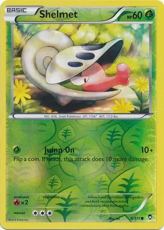 Shelmet Reverse Holo Pokemon card from Furious Fists