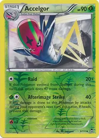 Accelgor Reverse Holo Pokemon card from Furious Fists