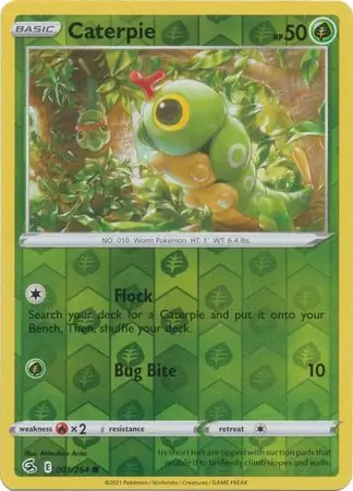 Caterpie Reverse Holo Pokemon card from Fusion Strike