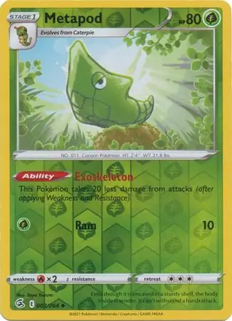 Metapod Reverse Holo Pokemon card from Fusion Strike