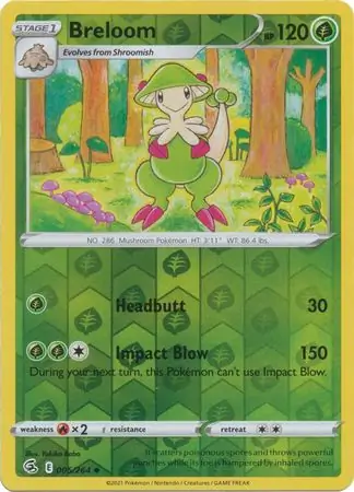 Breloom Reverse Holo Pokemon card from Fusion Strike