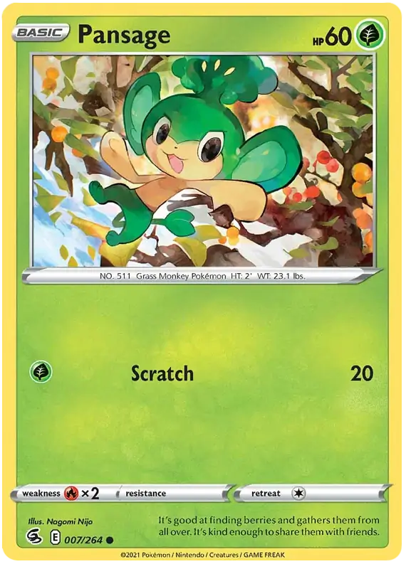 Pansage Pokemon card from Fusion Strike