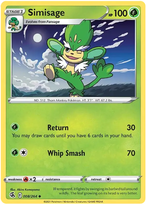 Simisage Pokemon card from Fusion Strike