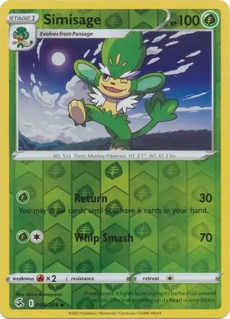 Simisage Reverse Holo Pokemon card from Fusion Strike