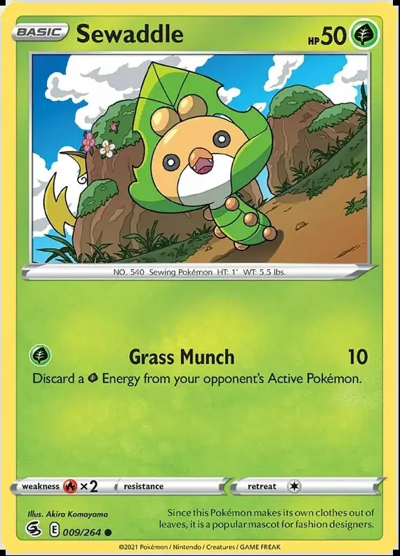 Sewaddle Pokemon card from Fusion Strike