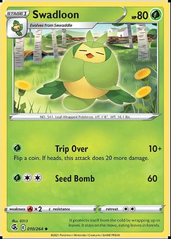 Swadloon Pokemon card from Fusion Strike