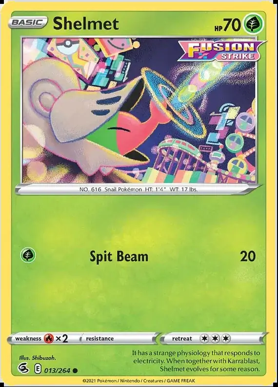 Shelmet Pokemon card from Fusion Strike
