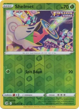 Shelmet Reverse Holo Pokemon card from Fusion Strike