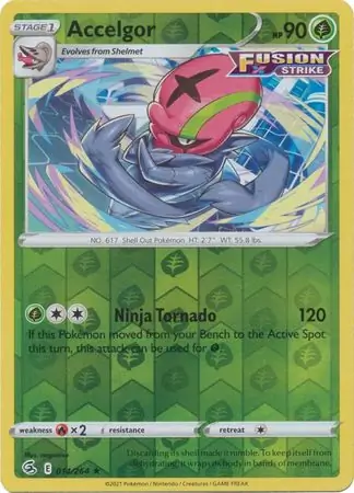 Accelgor Reverse Holo Pokemon card from Fusion Strike