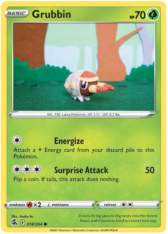 Grubbin Pokemon card from Fusion Strike