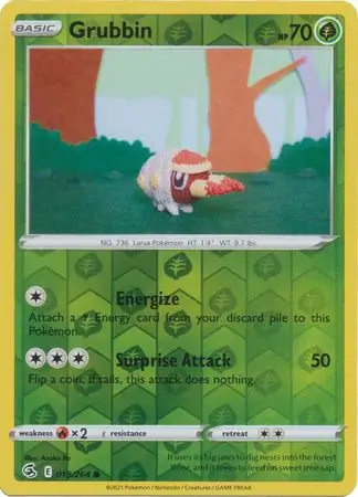 Grubbin Reverse Holo Pokemon card from Fusion Strike