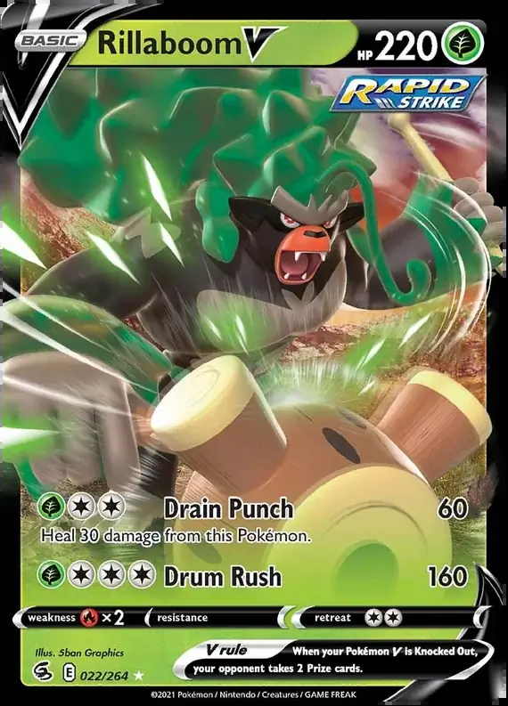 Rillaboom V Pokemon card from Fusion Strike