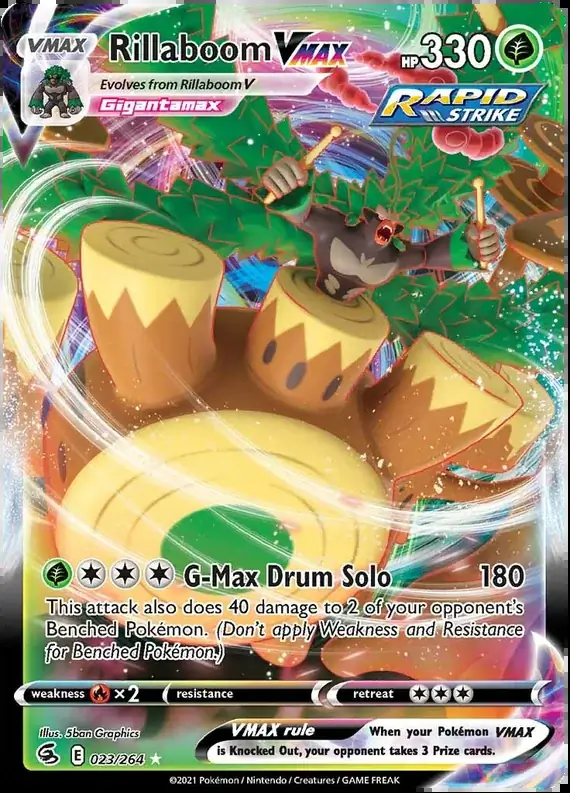 Rillaboom VMAX Pokemon card from Fusion Strike