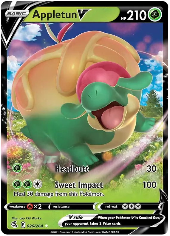 Appletun V Pokemon card from Fusion Strike