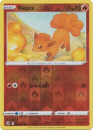 Vulpix Reverse Holo Pokemon card from Fusion Strike
