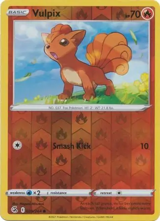 Vulpix Reverse Holo Pokemon card from Fusion Strike
