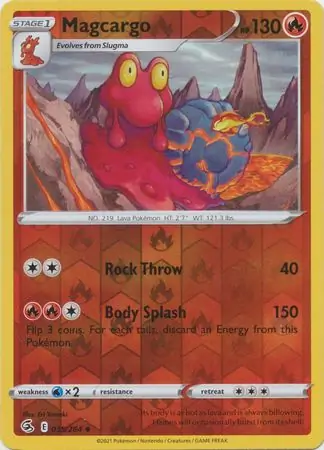 Magcargo Reverse Holo Pokemon card from Fusion Strike