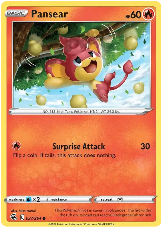 Pansear Pokemon card from Fusion Strike