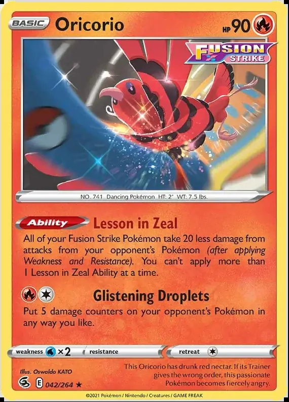Oricorio Pokemon card from Fusion Strike