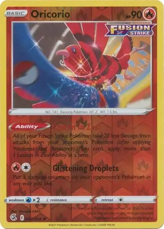 Oricorio Reverse Holo Pokemon card from Fusion Strike