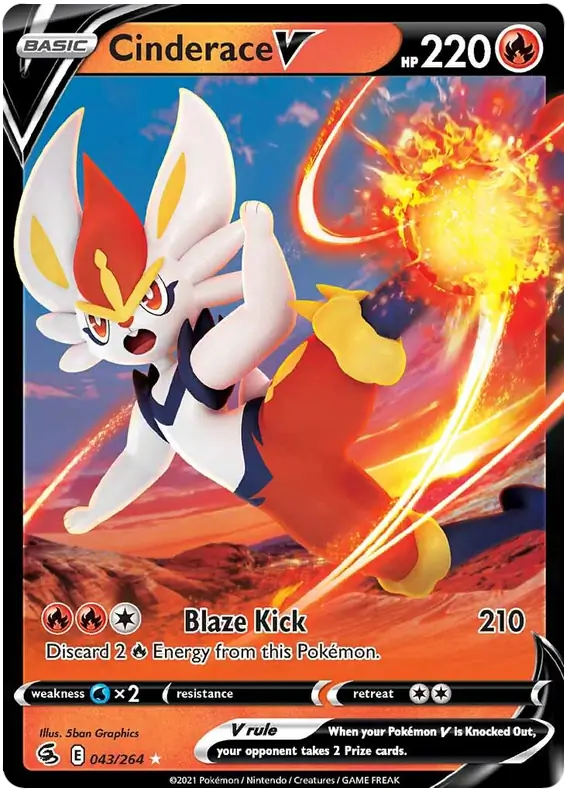 Cinderace V Pokemon card from Fusion Strike