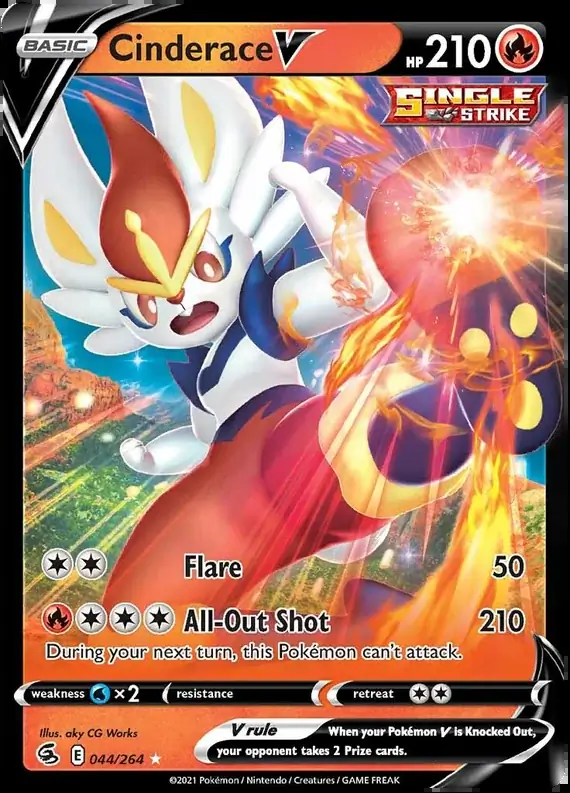 Cinderace V Pokemon card from Fusion Strike